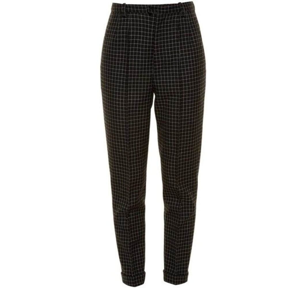 Isabel Marant Lola Black Checked Wool Cropped Trousers